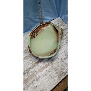 METLOX‎ POPPY TRAIL SHELL DISH SERVING PLANTER CALIFORNIA POTTERY GREEN BROWN